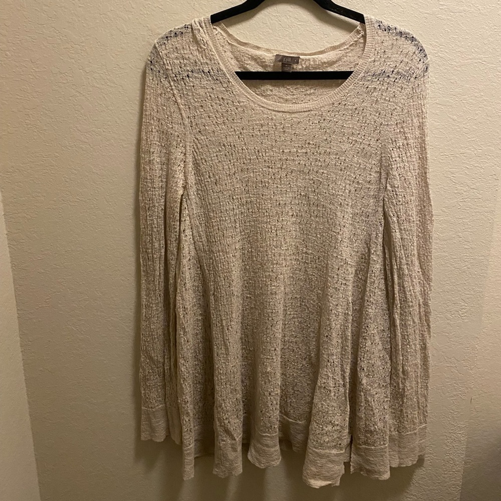 J.Jill Open Knit Long Sleeve Sweater In Oatmeal Size M